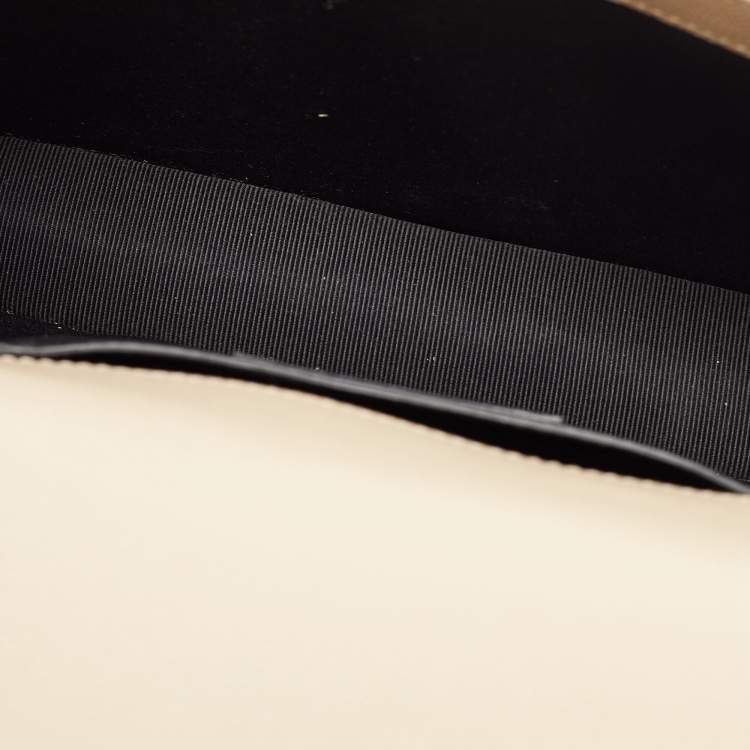 Pre Owned Saint Laurent Nude Leather Monogram Kate Clutch