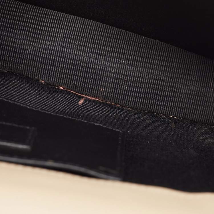 Pre Owned Saint Laurent Nude Leather Monogram Kate Clutch