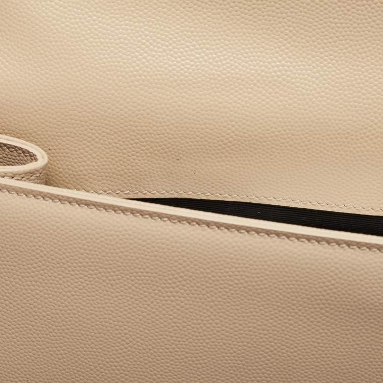 Pre Owned Saint Laurent Nude Leather Monogram Kate Clutch