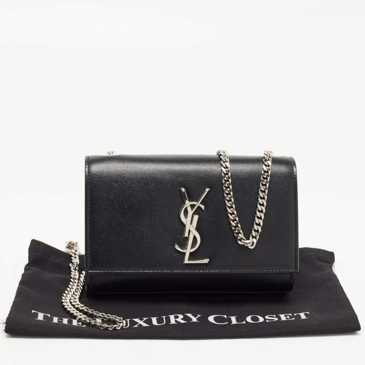 مملوكة مسبقًا Saint Laurent Black Leather Small Monogram Kate Chain Bag