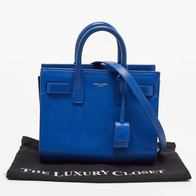 مملوكة مسبقًا Saint Laurent Blue Leather Nano Classic Sac De Jour Tote