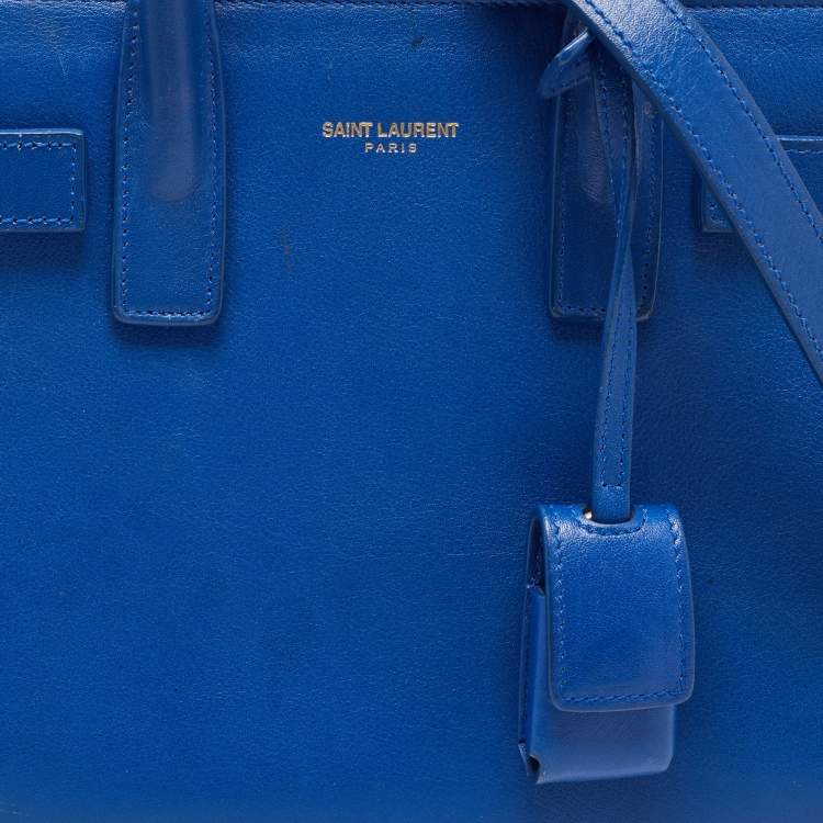 مملوكة مسبقًا Saint Laurent Blue Leather Nano Classic Sac De Jour Tote