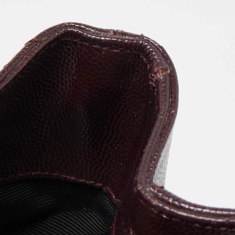 Pre Owned Saint Laurent Burgundy Matelassé Leather Monogram Shopper Tote