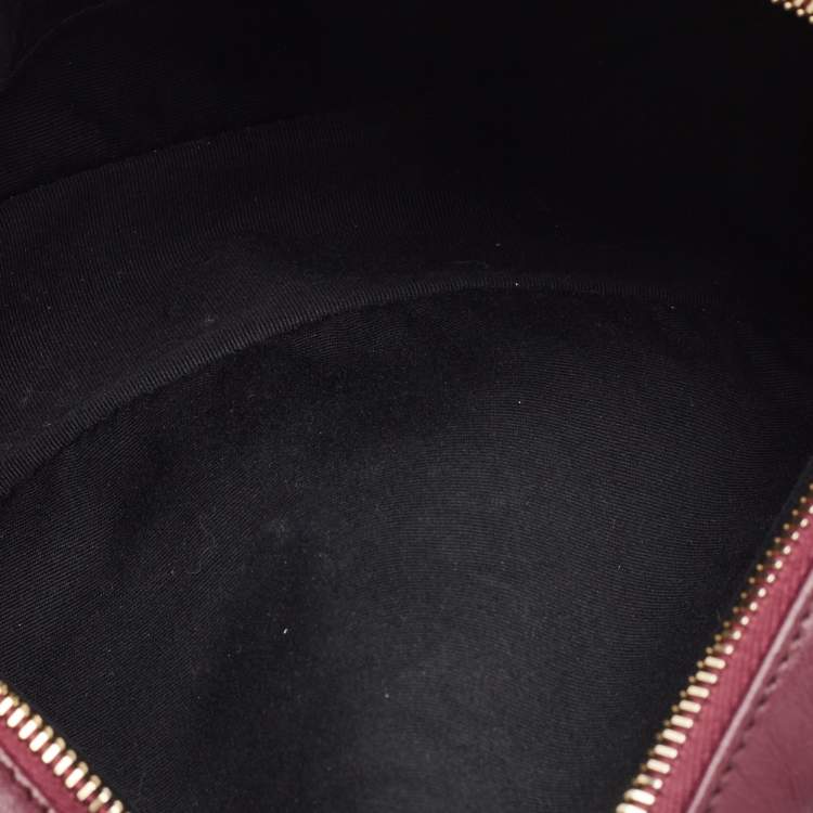 Pre Owned Saint Laurent Burgundy Matelassé Leather Monogram Lou Camera Crossbody Bag