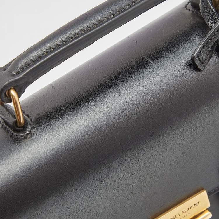 Pre Owned Saint Laurent Black Leather Medium High School Top Handle Bag