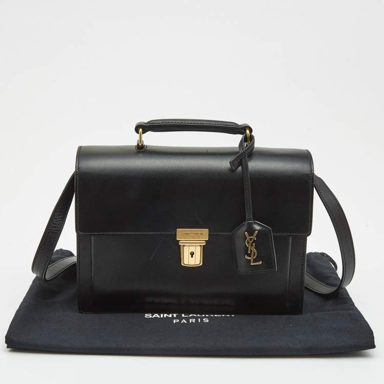 Pre Owned Saint Laurent Black Leather Medium High School Top Handle Bag