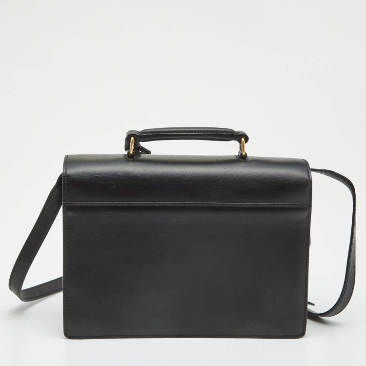 Pre Owned Saint Laurent Black Leather Medium High School Top Handle Bag