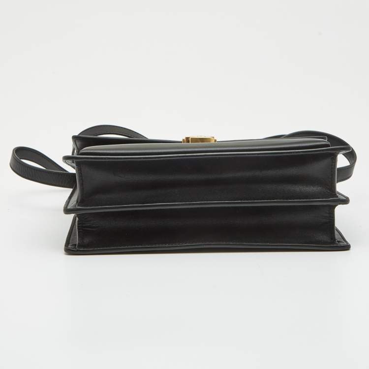 Pre Owned Saint Laurent Black Leather Medium High School Top Handle Bag