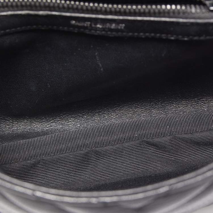 Pre Owned Saint Laurent Black Matelassé Leather Medium College Top Handle Bag