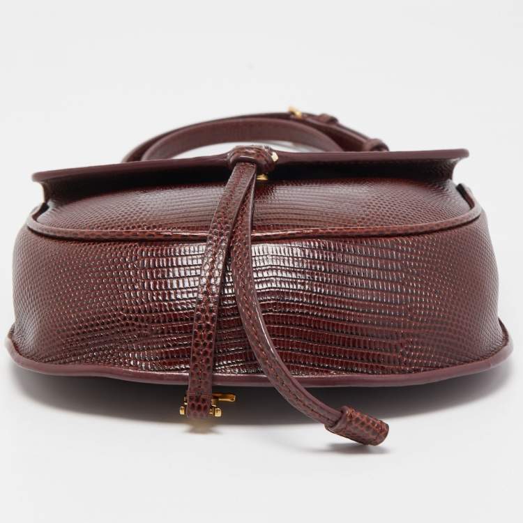 مملوكة مسبقًا Saint Laurent Burgundy Lizard Embossed Leather Datcha Crossbody Bag