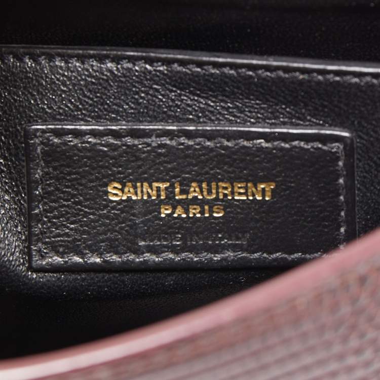 مملوكة مسبقًا Saint Laurent Burgundy Lizard Embossed Leather Datcha Crossbody Bag