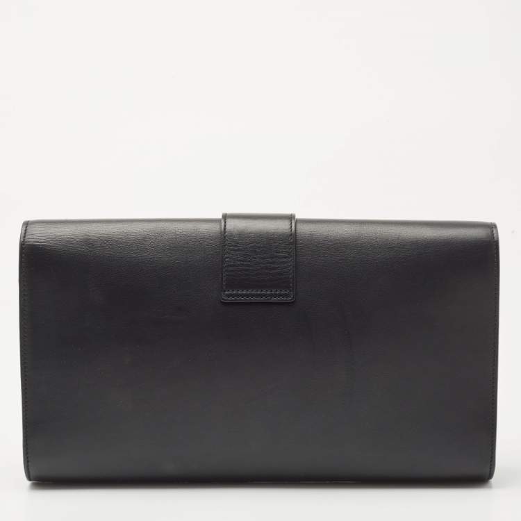 Pre Owned Saint Laurent Black Leather Y-Ligne Clutch