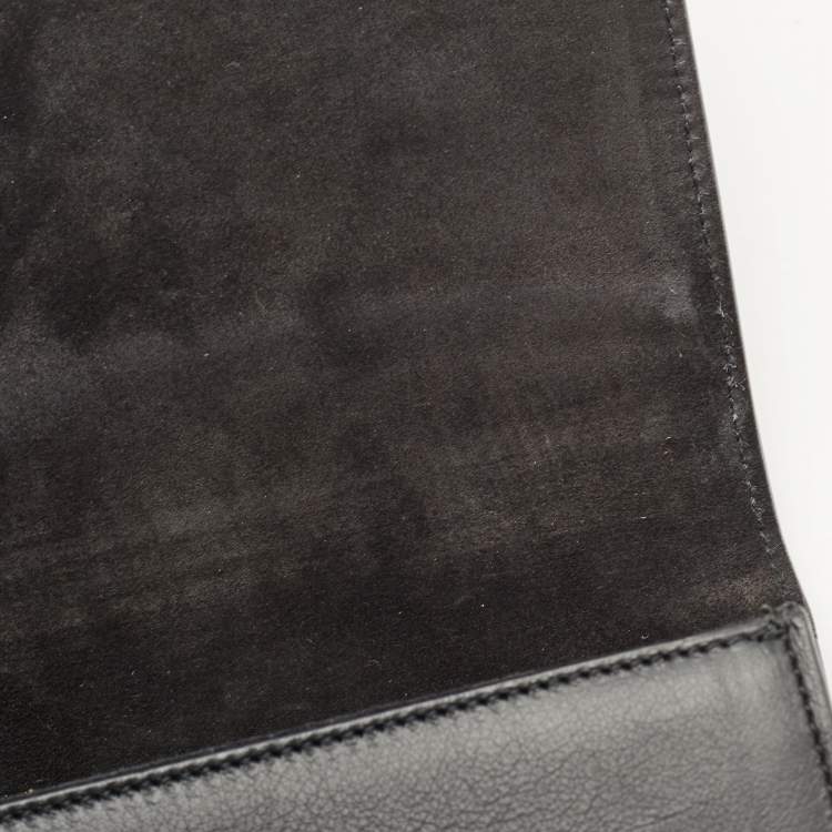 Pre Owned Saint Laurent Black Leather Y-Ligne Clutch
