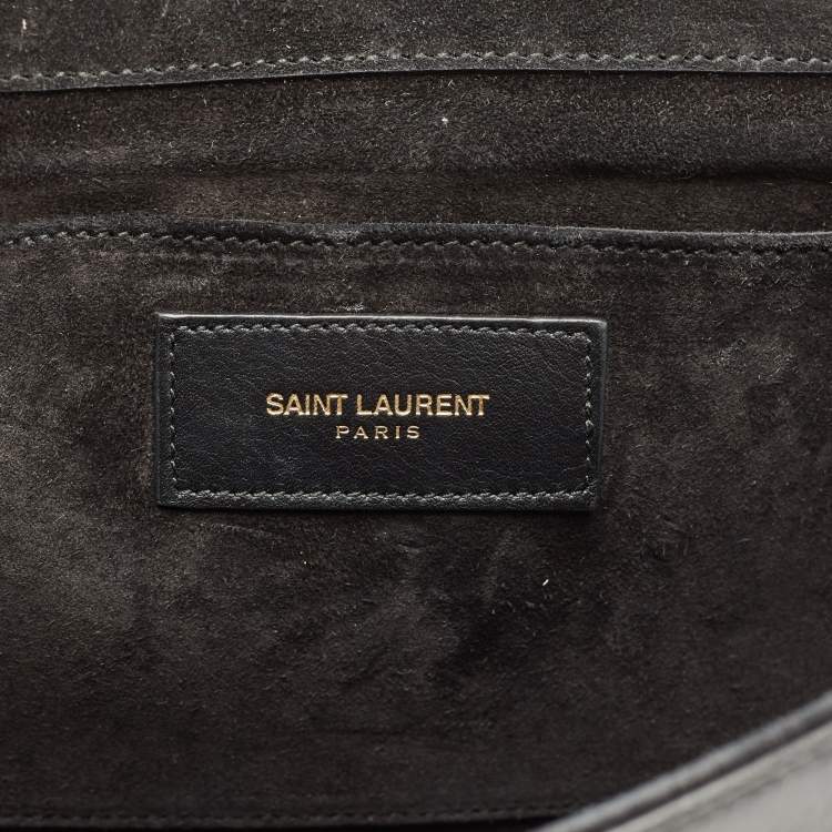 Pre Owned Saint Laurent Black Leather Y-Ligne Clutch