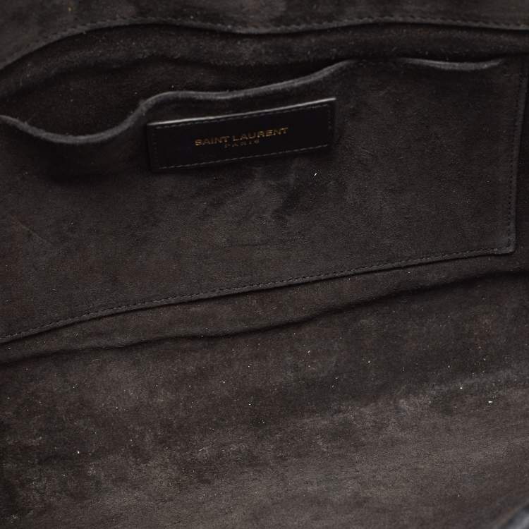 Pre Owned Saint Laurent Black Leather Y-Ligne Clutch