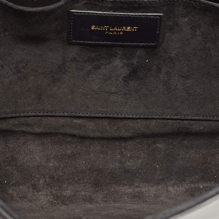 Pre Owned Saint Laurent Black Leather Y-Ligne Clutch