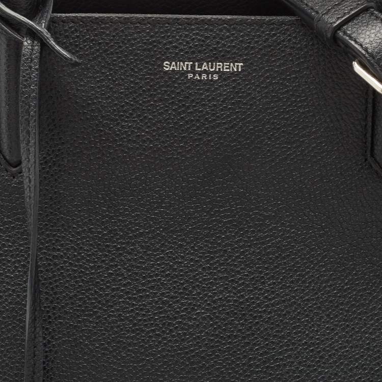 Pre Owned Saint Laurent Black Leather Small Cabas Rive Gauche Tote