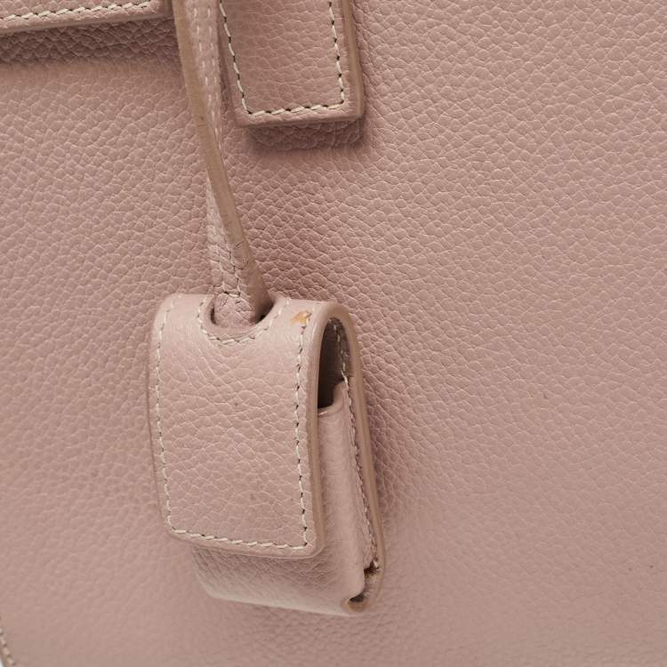 Pre Owned Saint Laurent Old Rose Leather Nano Classic Sac De Jour Tote