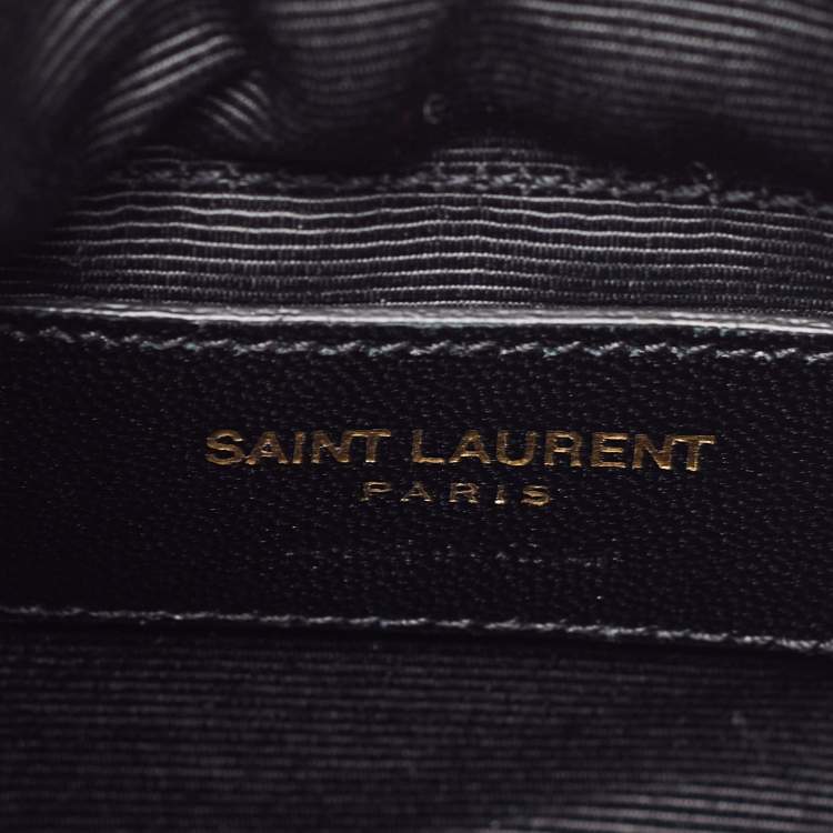 Pre Owned Saint Laurent Black Beads and Leather Fringed Small Shoulder Bag