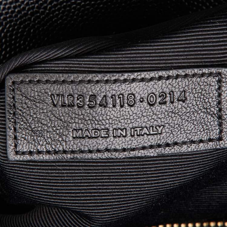 Pre Owned Saint Laurent Black Matelassé Leather Large Monogram Envelope Shoulder Bag
