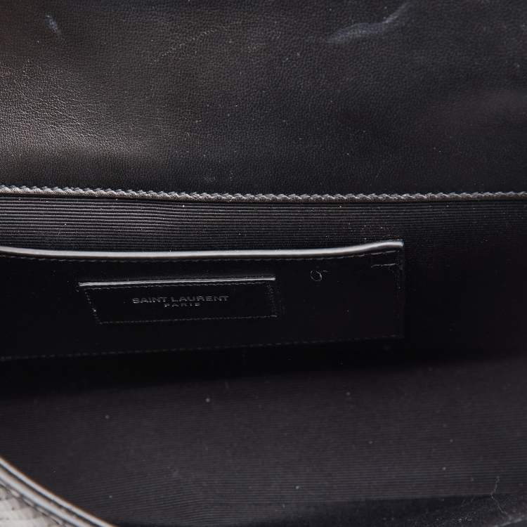 Pre Owned Saint Laurent Black Snakeskin Embossed Leather Medium Kate Shoulder Bag