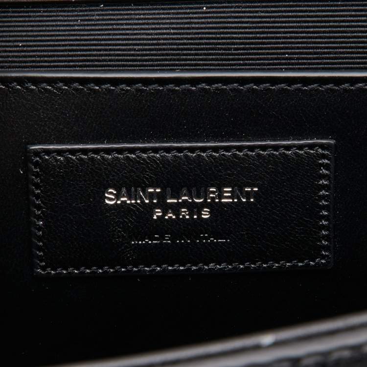 Pre Owned Saint Laurent Black Snakeskin Embossed Leather Medium Kate Shoulder Bag