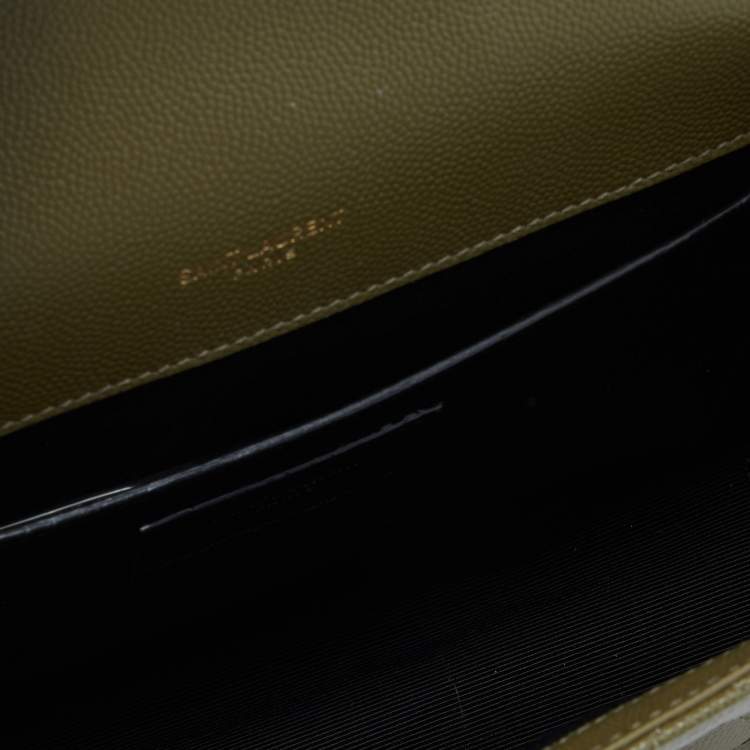 Pre Owned Saint Laurent Green Mix Matelassé Leather Medium Envelope Chain Bag