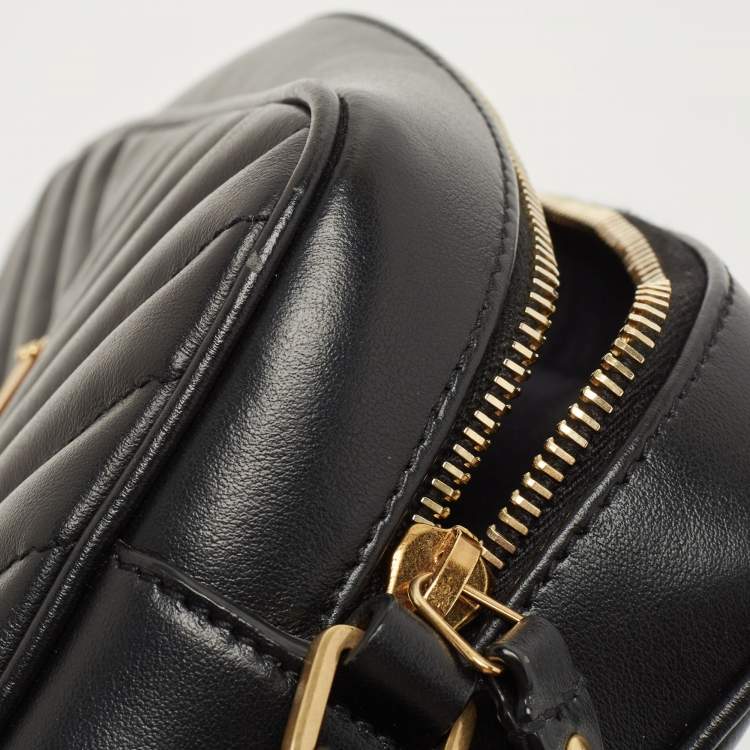 Pre Owned Saint Laurent Black Matelassé Leather Lou Camera Crossbody Bag