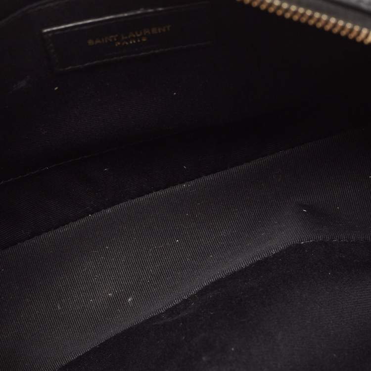 Pre Owned Saint Laurent Black Matelassé Leather Lou Camera Crossbody Bag
