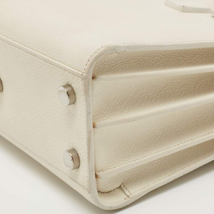 Pre Owned Saint Laurent White Leather Nano Classic Sac De Jour Tote