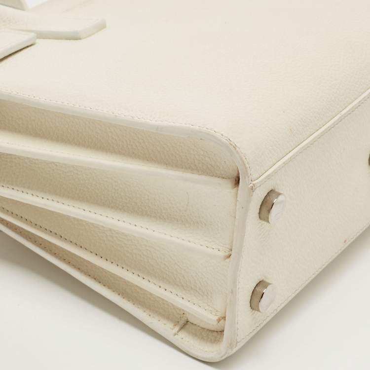 Pre Owned Saint Laurent White Leather Nano Classic Sac De Jour Tote