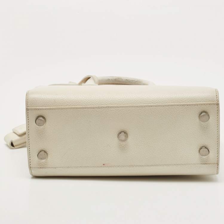 Pre Owned Saint Laurent White Leather Nano Classic Sac De Jour Tote