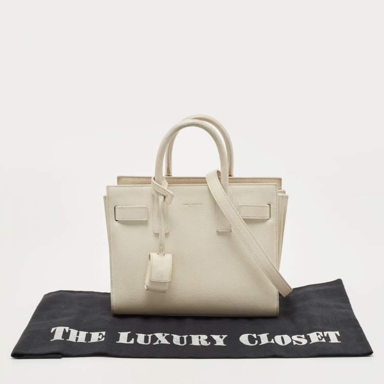 Pre Owned Saint Laurent White Leather Nano Classic Sac De Jour Tote