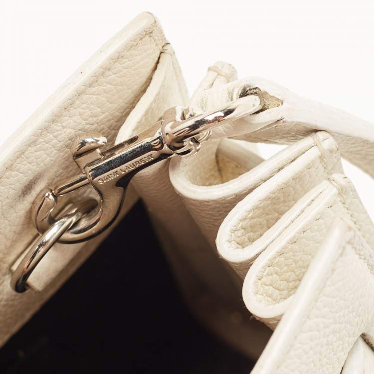 Pre Owned Saint Laurent White Leather Nano Classic Sac De Jour Tote