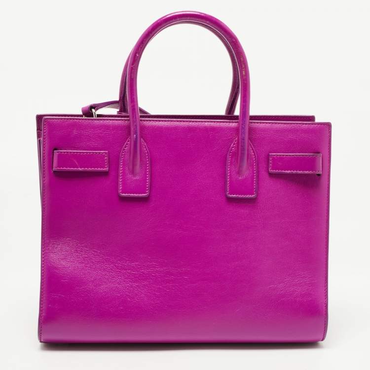 مملوكة مسبقًا Saint Laurent Magenta Leather Baby Classic Sac De Jour Tote