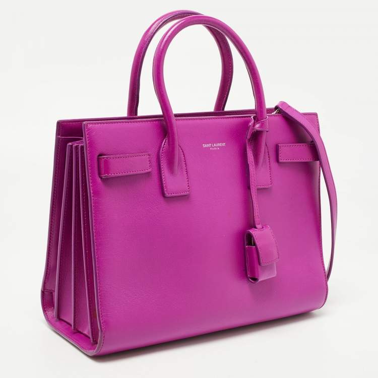 مملوكة مسبقًا Saint Laurent Magenta Leather Baby Classic Sac De Jour Tote
