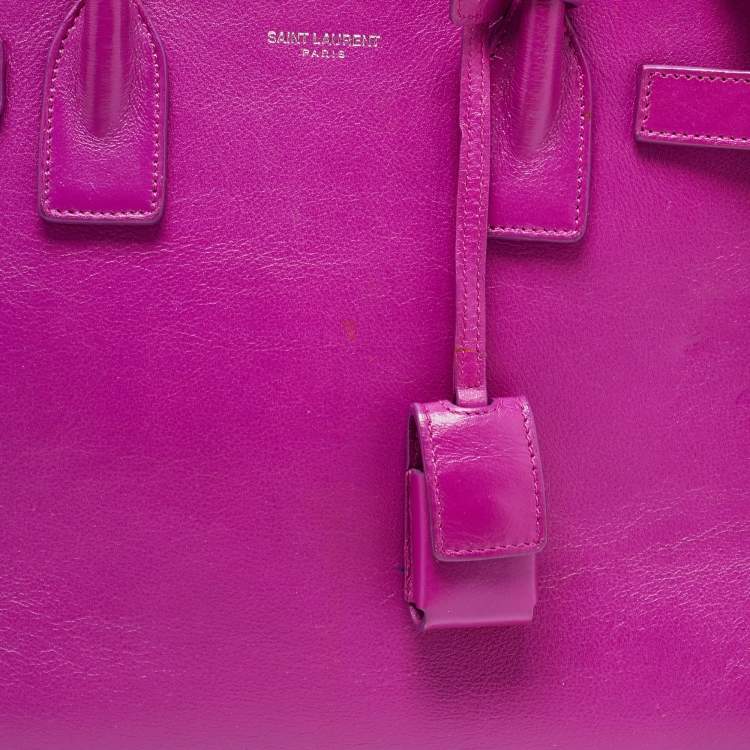 مملوكة مسبقًا Saint Laurent Magenta Leather Baby Classic Sac De Jour Tote