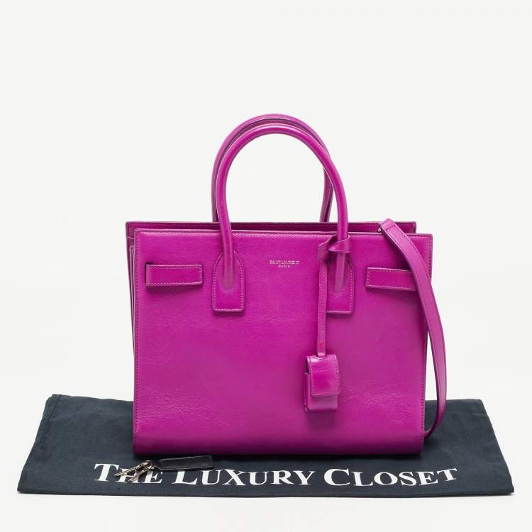 مملوكة مسبقًا Saint Laurent Magenta Leather Baby Classic Sac De Jour Tote