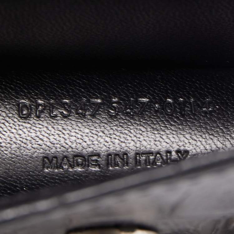Pre Owned Saint Laurent Black Croc Embossed Leather Mini Candy Chain Wallet