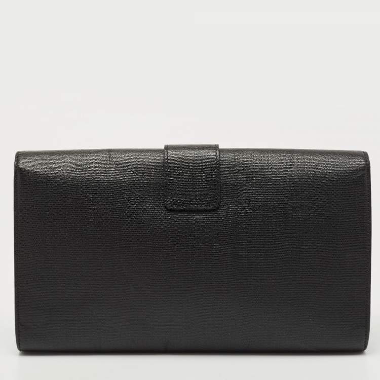 Pre Owned Saint Laurent Black Leather Y-Ligne Clutch