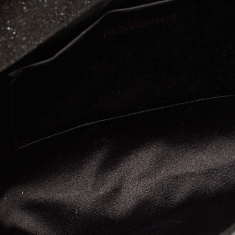 Pre Owned Saint Laurent Black Shimmer Leather Leather Y-Ligne Clutch