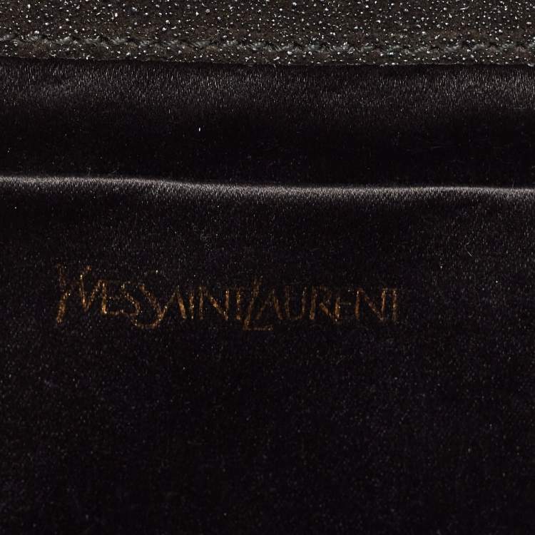 Pre Owned Saint Laurent Black Shimmer Leather Leather Y-Ligne Clutch