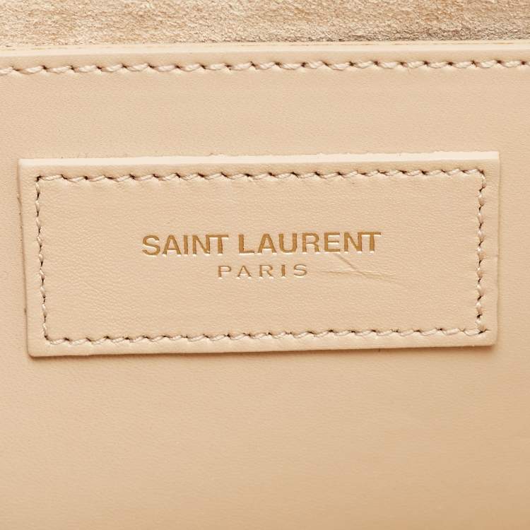 Pre Owned Saint Laurent Beige Leather Kate Clutch