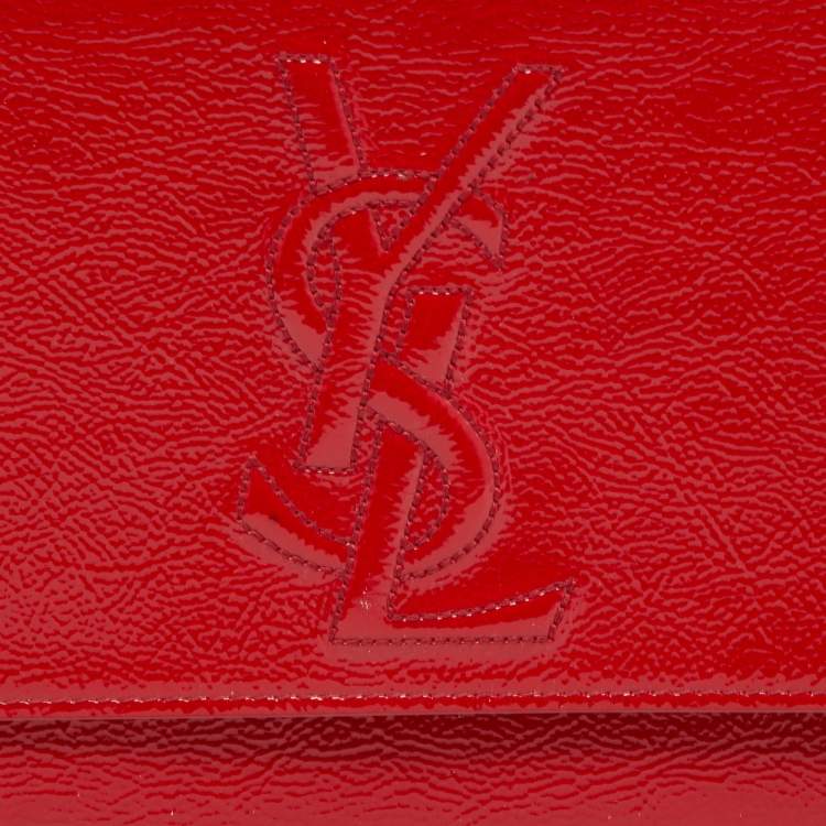 Pre Owned Yves Saint Laurent Red Patent Leather Belle De Jour Flap Clutch