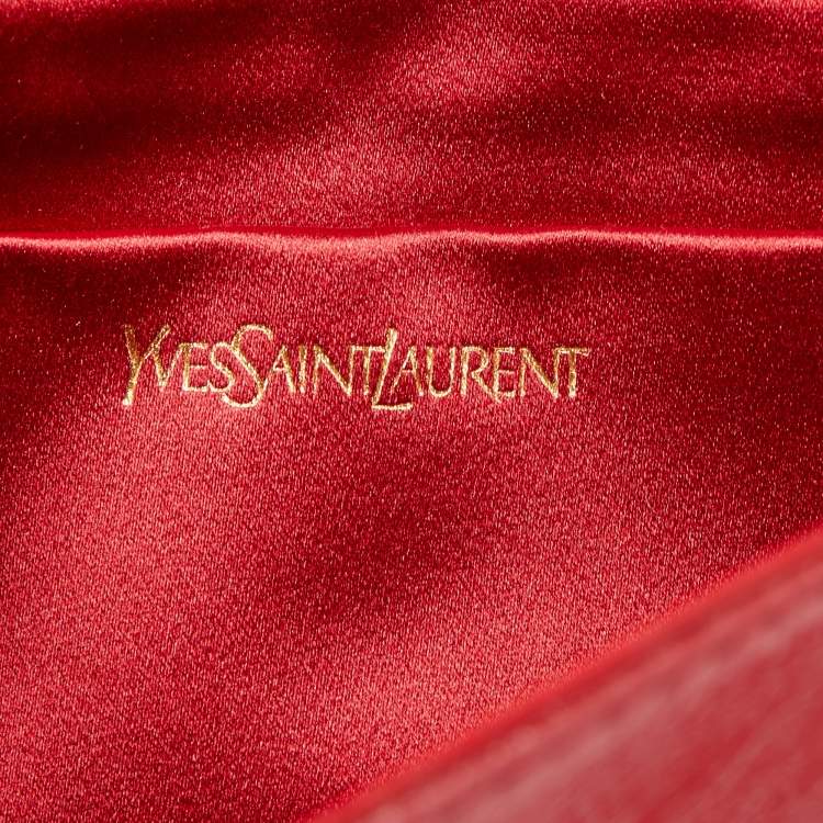 Pre Owned Yves Saint Laurent Red Patent Leather Belle De Jour Flap Clutch