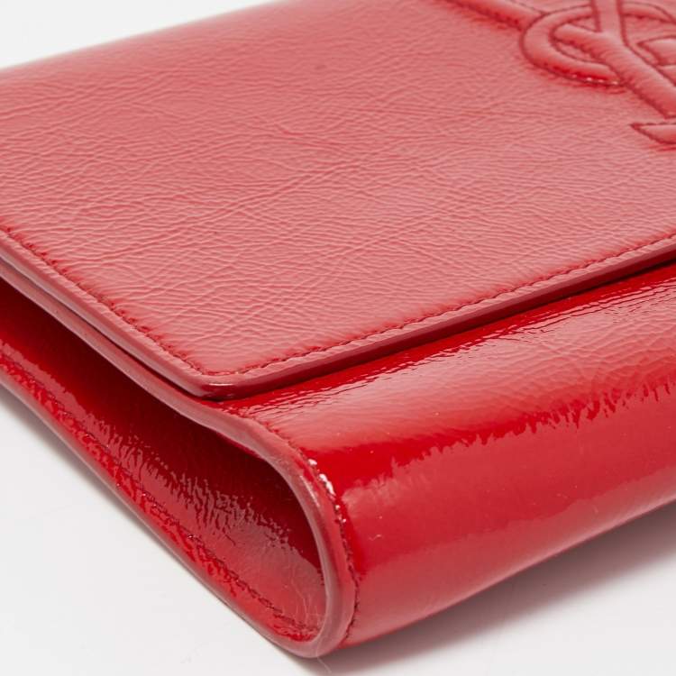 Pre Owned Yves Saint Laurent Red Patent Leather Belle De Jour Flap Clutch