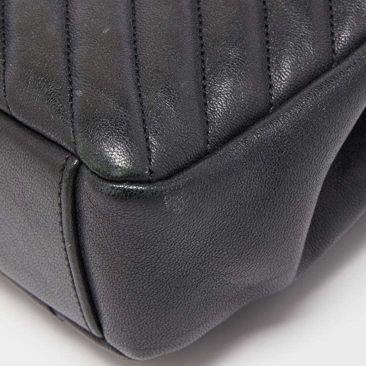 Pre Owned Saint Laurent Black Matelasse Leather Medium College Top Handle Bag