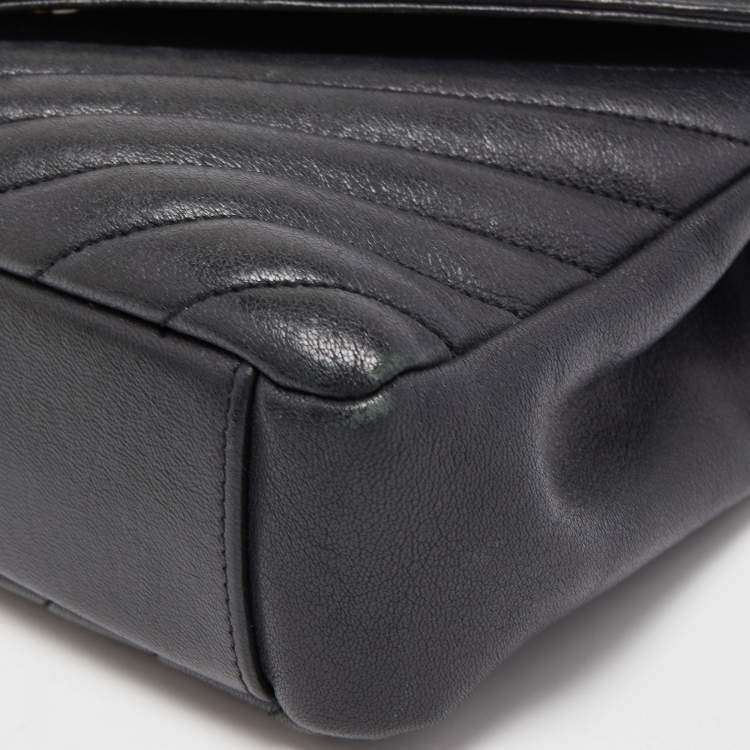 Pre Owned Saint Laurent Black Matelasse Leather Medium College Top Handle Bag