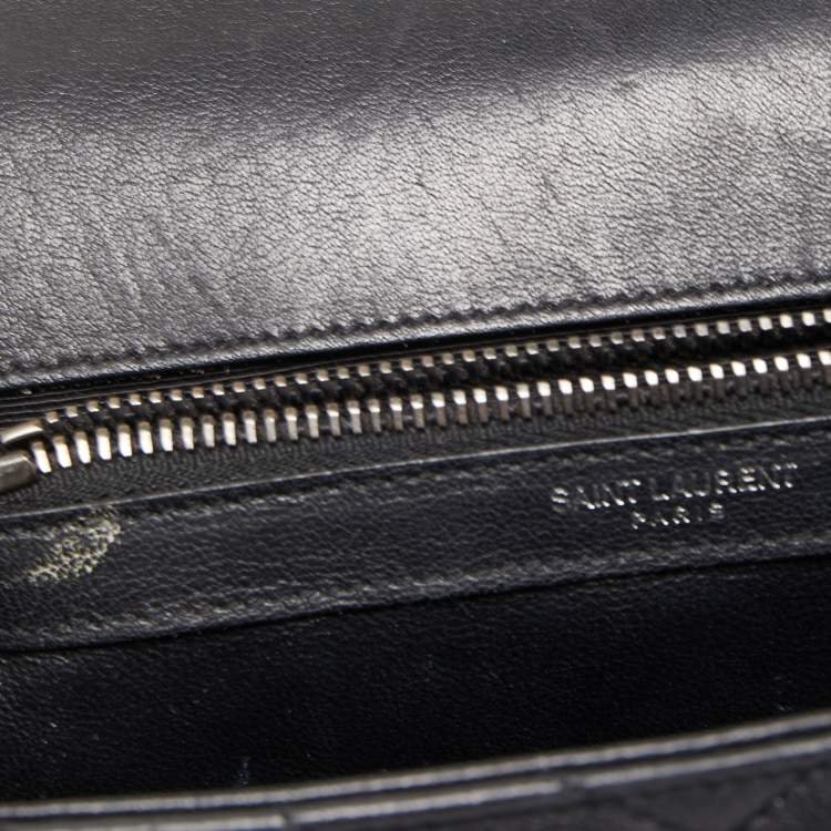 Pre Owned Saint Laurent Black Matelasse Leather Medium College Top Handle Bag