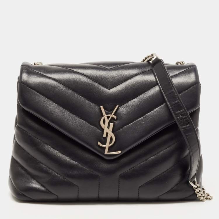 مملوكة مسبقًا Saint Laurent Black Leather Small Loulou Shoulder Bag